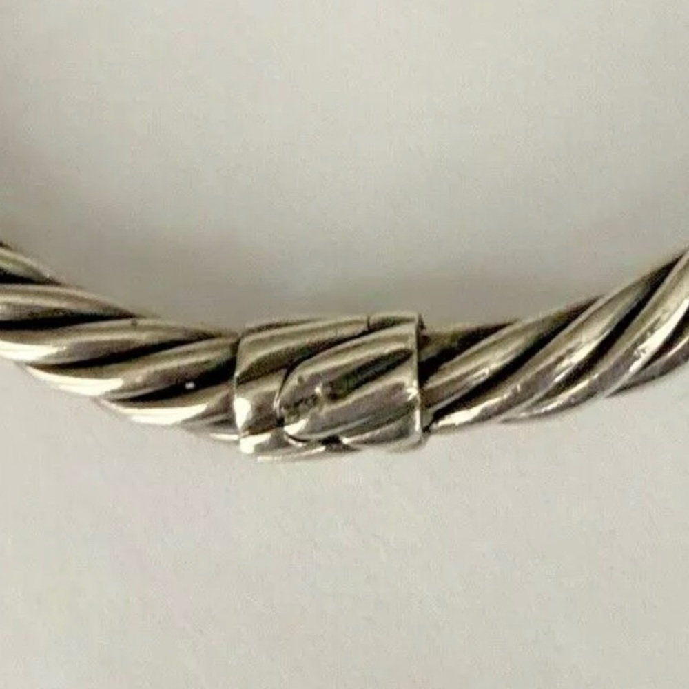 Samuel B. 5mm Sterling Silver 14K Gold Peridot Hinged Cable Cuff - Picture 11 of 11